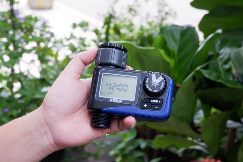 Timer hẹn giờ tưới tự động giúp thiết lập thời gian tưới chính xác ngay cả khi bạn không ở nhà.