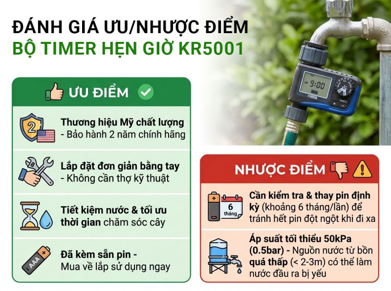 Ưu & nhược điểm của bộ Timer hẹn giờ tưới cây